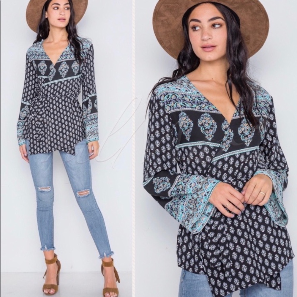 Boho wrap style top